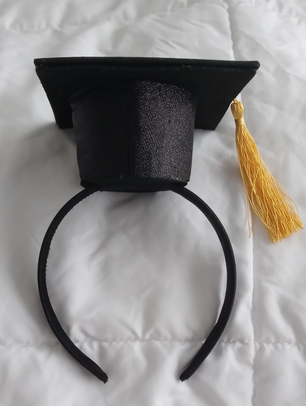Black Graduation Cap Headband with Gold Tassel